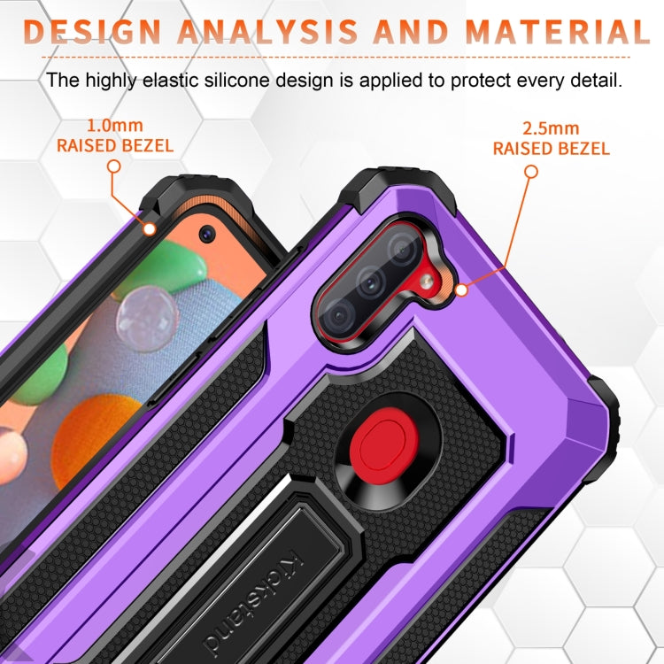 For Samsung Galaxy A11 US Version 10 PCS Knight Jazz PC+TPU Shockproof Protective Case with Foldable Holder