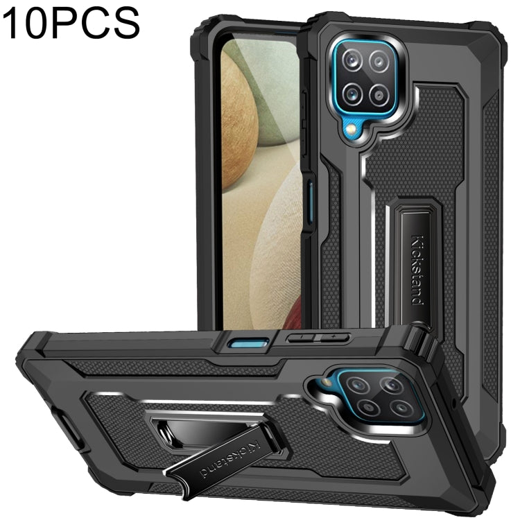 For Samsung Galaxy A12 10 PCS Knight Jazz PC+TPU Shockproof Protective Case with Foldable Holder