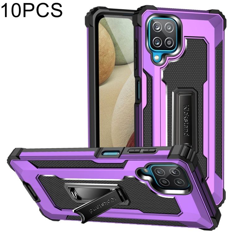 For Samsung Galaxy A12 10 PCS Knight Jazz PC+TPU Shockproof Protective Case with Foldable Holder