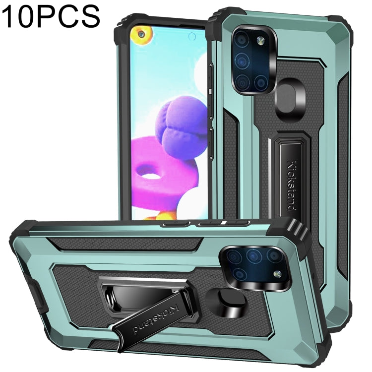 For Samsung Galaxy A21s 10 PCS Knight Jazz PC+TPU Shockproof Protective Case with Foldable Holder