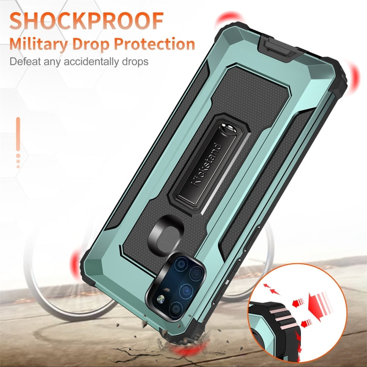 For Samsung Galaxy A21s 10 PCS Knight Jazz PC+TPU Shockproof Protective Case with Foldable Holder