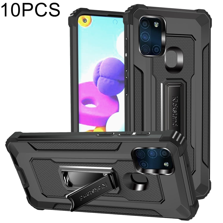 For Samsung Galaxy A21s 10 PCS Knight Jazz PC+TPU Shockproof Protective Case with Foldable Holder