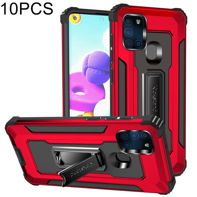 For Samsung Galaxy A21s 10 PCS Knight Jazz PC+TPU Shockproof Protective Case with Foldable Holder