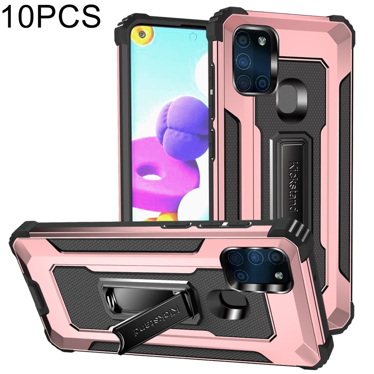 For Samsung Galaxy A21s 10 PCS Knight Jazz PC+TPU Shockproof Protective Case with Foldable Holder