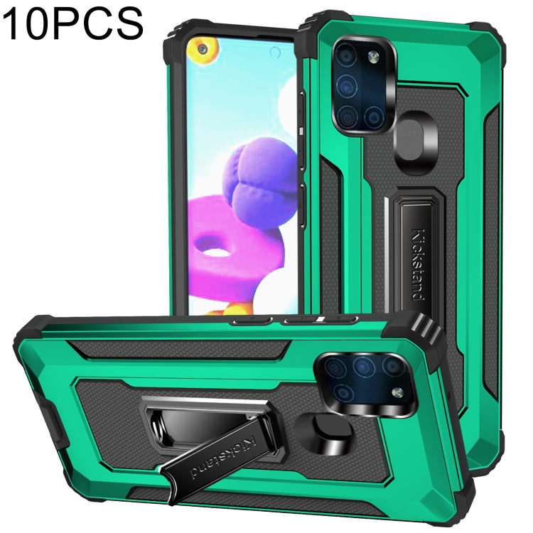 For Samsung Galaxy A21s 10 PCS Knight Jazz PC+TPU Shockproof Protective Case with Foldable Holder