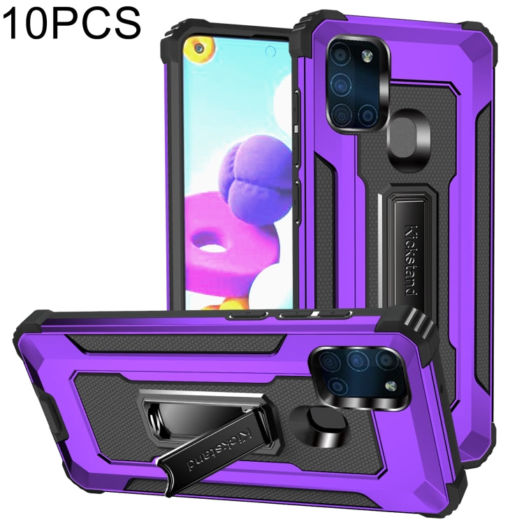 For Samsung Galaxy A21s 10 PCS Knight Jazz PC+TPU Shockproof Protective Case with Foldable Holder