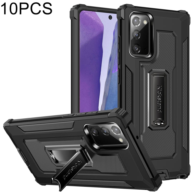 For Samsung Galaxy Note20 Ultra 10 PCS Knight Jazz PC+TPU Shockproof Protective Case with Foldable Holder
