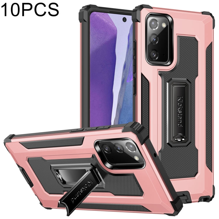 For Samsung Galaxy Note20 Ultra 10 PCS Knight Jazz PC+TPU Shockproof Protective Case with Foldable Holder