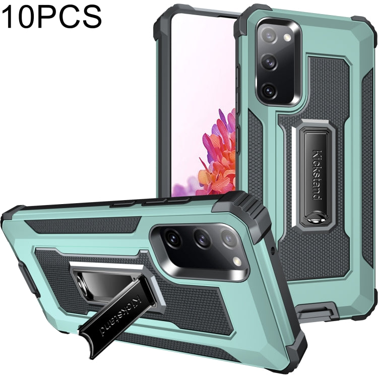 For Samsung Galaxy S20 FE 5G 10 PCS Knight Jazz PC+TPU Shockproof Protective Case with Foldable Holder