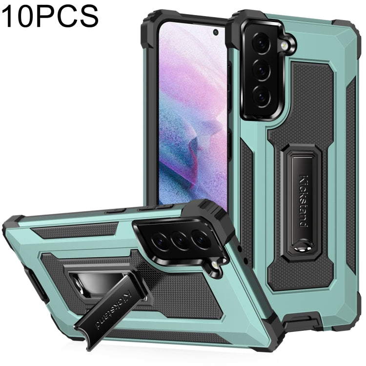 For Samsung Galaxy S21 5G 10 PCS Knight Jazz PC+TPU Shockproof Protective Case with Foldable Holder