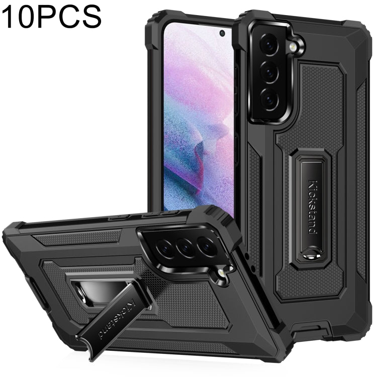 For Samsung Galaxy S21 5G 10 PCS Knight Jazz PC+TPU Shockproof Protective Case with Foldable Holder