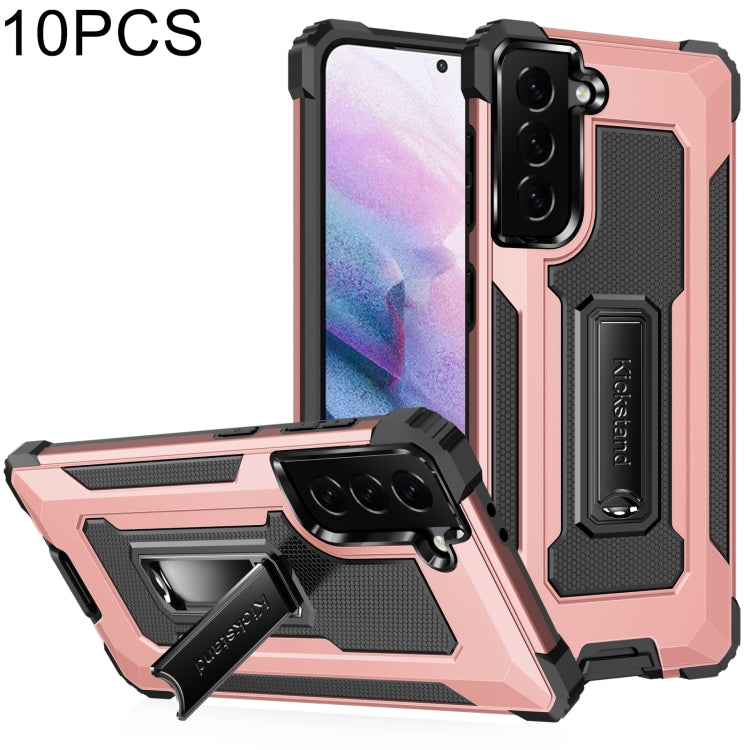 For Samsung Galaxy S21 5G 10 PCS Knight Jazz PC+TPU Shockproof Protective Case with Foldable Holder