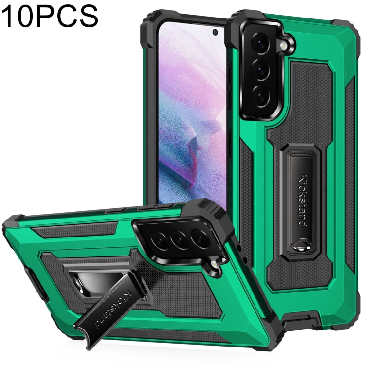 For Samsung Galaxy S21 5G 10 PCS Knight Jazz PC+TPU Shockproof Protective Case with Foldable Holder