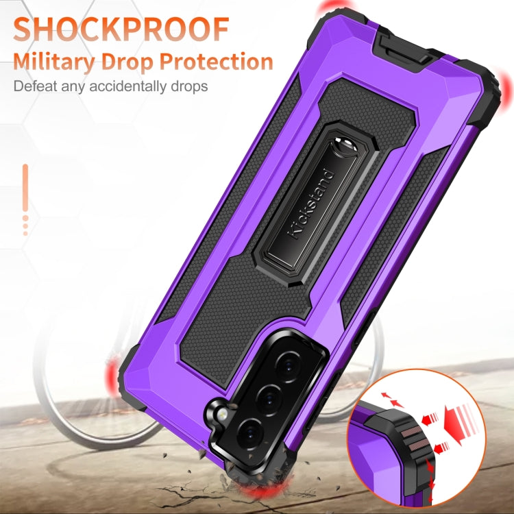 For Samsung Galaxy S21 5G 10 PCS Knight Jazz PC+TPU Shockproof Protective Case with Foldable Holder