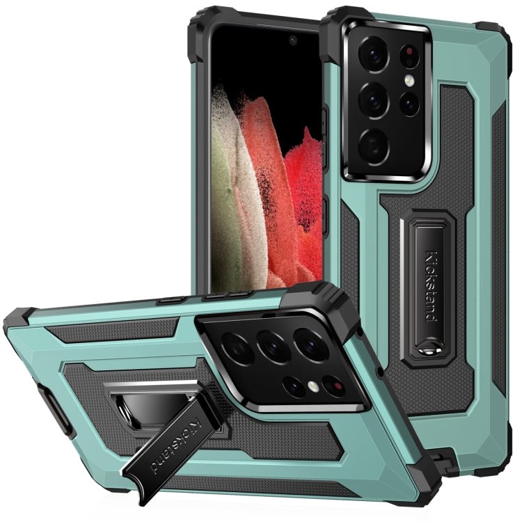 For Samsung Galaxy S21 Ultra 5G 10 PCS Knight Jazz PC+TPU Shockproof Protective Case with Foldable Holder