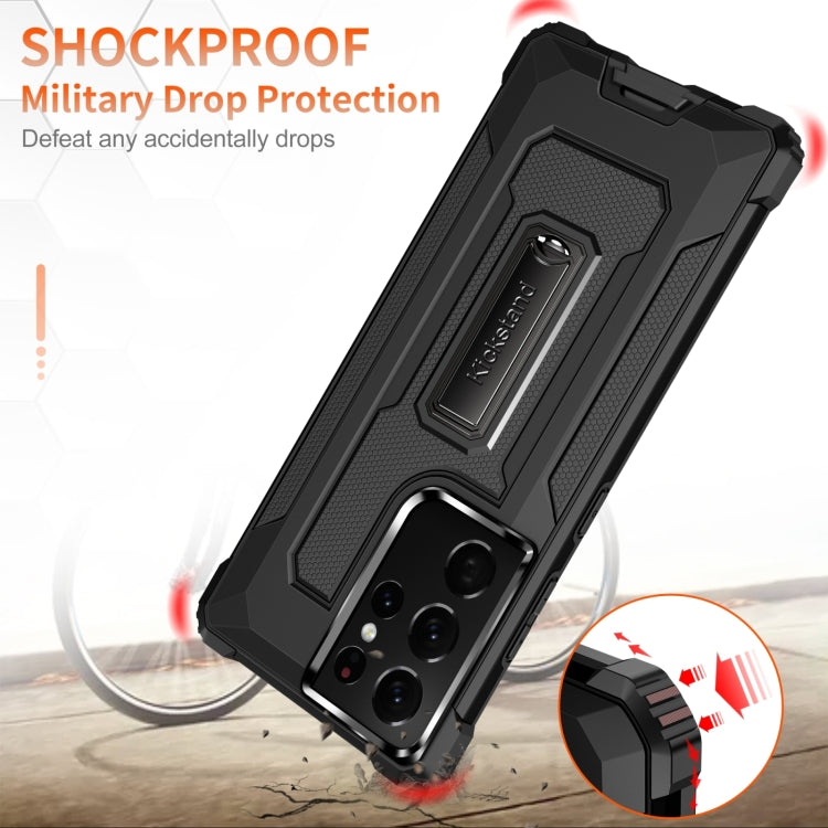For Samsung Galaxy S21 Ultra 5G 10 PCS Knight Jazz PC+TPU Shockproof Protective Case with Foldable Holder