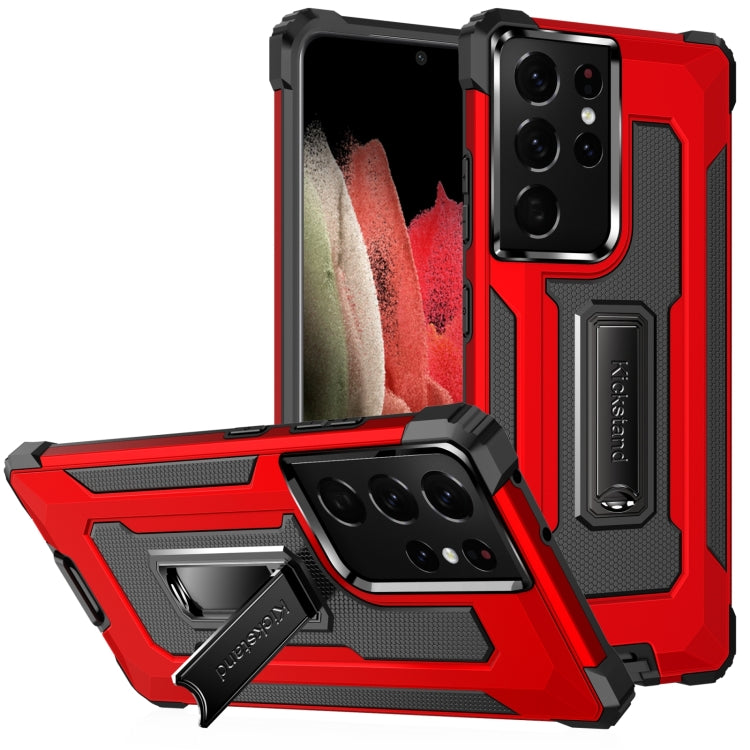 For Samsung Galaxy S21 Ultra 5G 10 PCS Knight Jazz PC+TPU Shockproof Protective Case with Foldable Holder