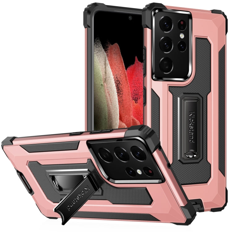 For Samsung Galaxy S21 Ultra 5G 10 PCS Knight Jazz PC+TPU Shockproof Protective Case with Foldable Holder