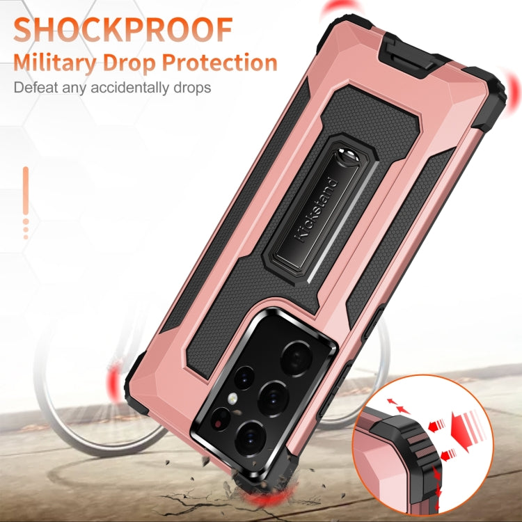 For Samsung Galaxy S21 Ultra 5G 10 PCS Knight Jazz PC+TPU Shockproof Protective Case with Foldable Holder
