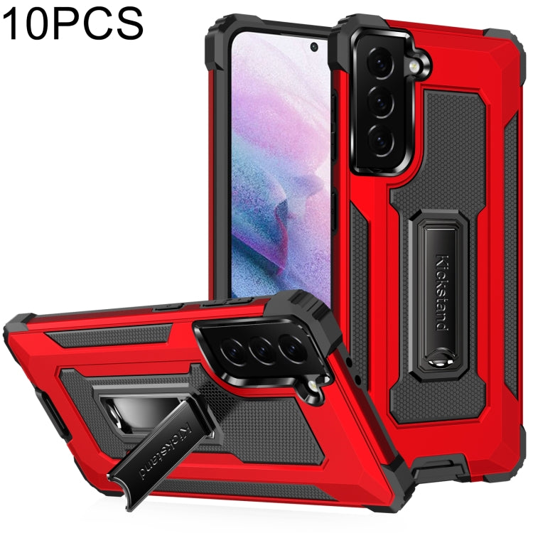 For Samsung Galaxy S21+ 5G 10 PCS Knight Jazz PC+TPU Shockproof Protective Case with Foldable Holder