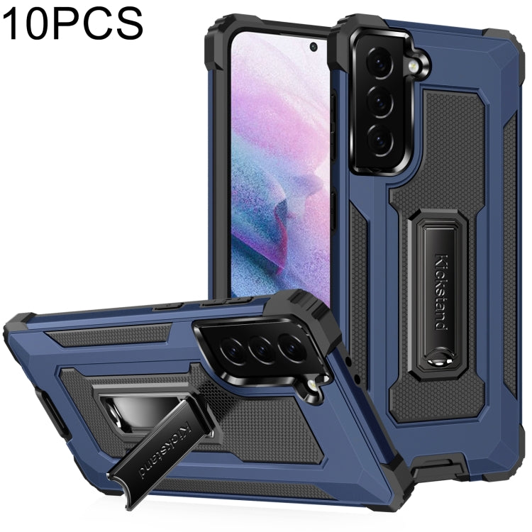 For Samsung Galaxy S21+ 5G 10 PCS Knight Jazz PC+TPU Shockproof Protective Case with Foldable Holder