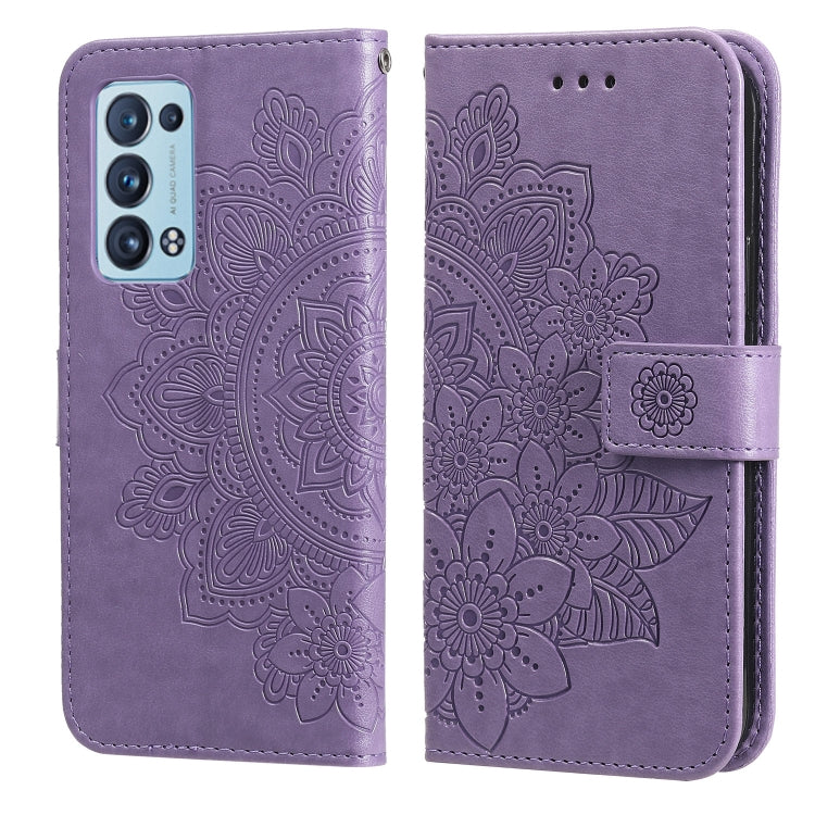 For OPPO Reno 6 Pro+ 5G 7-petal Flowers Embossing Pattern Horizontal Flip PU Leather Case with Holder & Card Slots & Wallet & Photo Frame