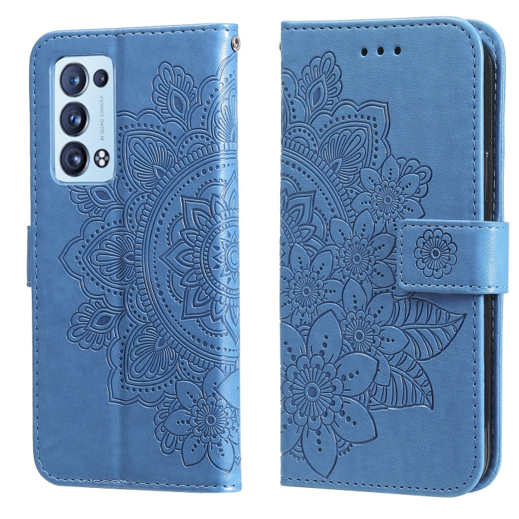 For OPPO Reno 6 Pro+ 5G 7-petal Flowers Embossing Pattern Horizontal Flip PU Leather Case with Holder & Card Slots & Wallet & Photo Frame