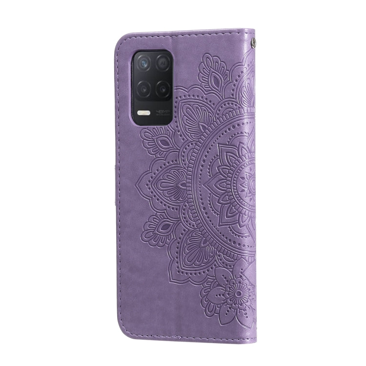 For OPPO Realme 8 5G 7-petal Flowers Embossing Pattern Horizontal Flip PU Leather Case with Holder & Card Slots & Wallet & Photo Frame