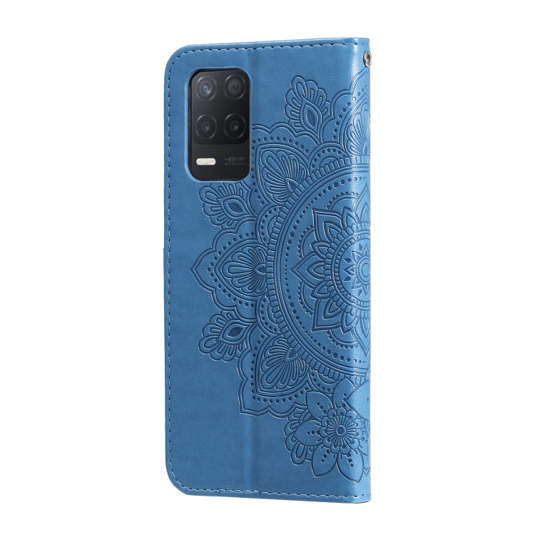 For OPPO Realme 8 5G 7-petal Flowers Embossing Pattern Horizontal Flip PU Leather Case with Holder & Card Slots & Wallet & Photo Frame