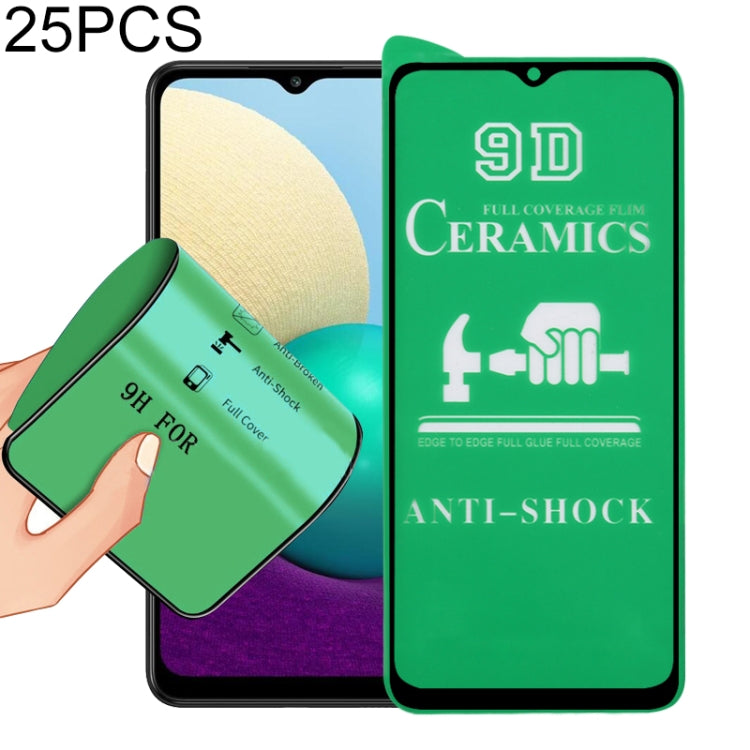 For Samsung Galaxy A02 25 PCS 9D Full Screen Full Glue Ceramic Film