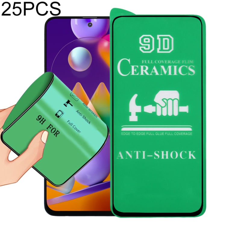For Samsung Galaxy M31s 25 PCS 9D Full Screen Full Glue Ceramic Film