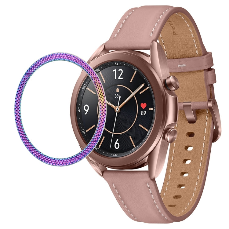 For Samsung Galaxy Watch 3 41mm Smart Watch Rhombus Texture Bezel Ring
