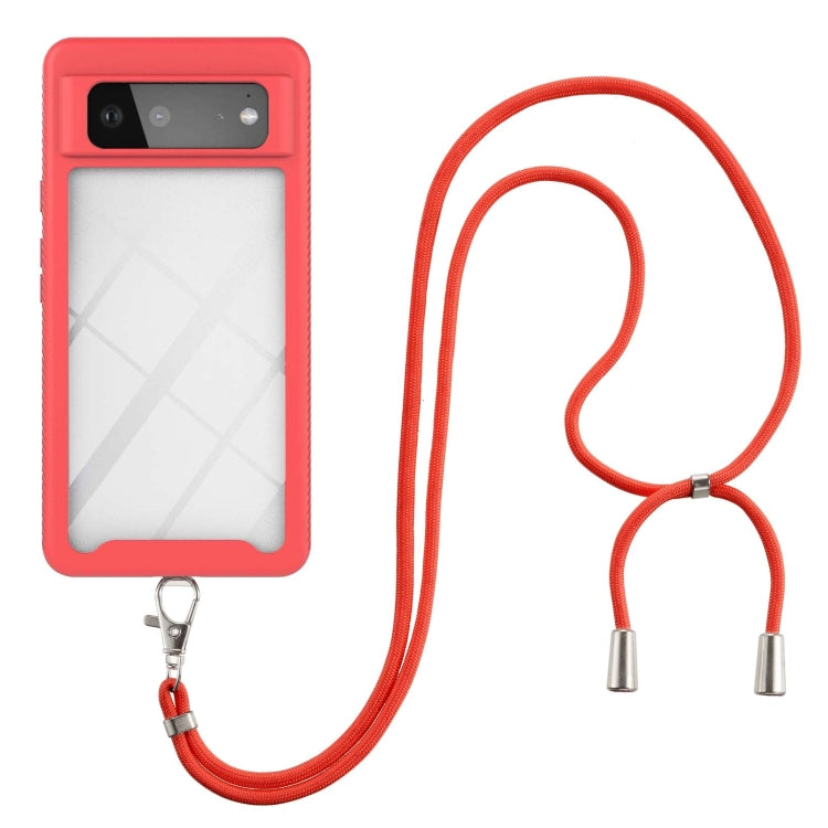 For Google Pixel 6 Starry Sky Solid Color Series Shockproof PC + TPU Protective Case with Neck Strap
