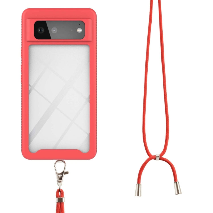 For Google Pixel 6 Starry Sky Solid Color Series Shockproof PC + TPU Protective Case with Neck Strap