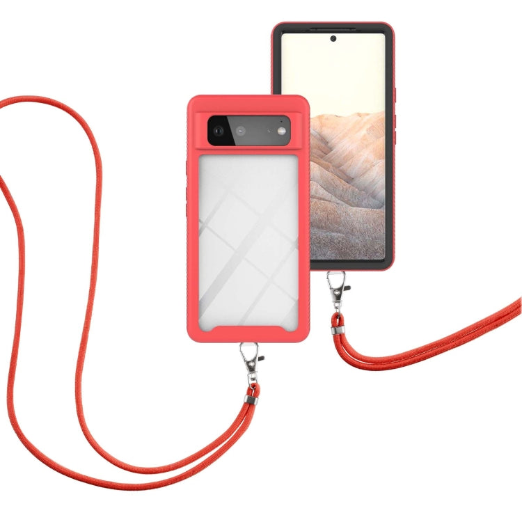 For Google Pixel 6 Starry Sky Solid Color Series Shockproof PC + TPU Protective Case with Neck Strap