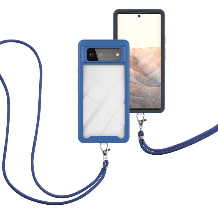 For Google Pixel 6 Starry Sky Solid Color Series Shockproof PC + TPU Protective Case with Neck Strap