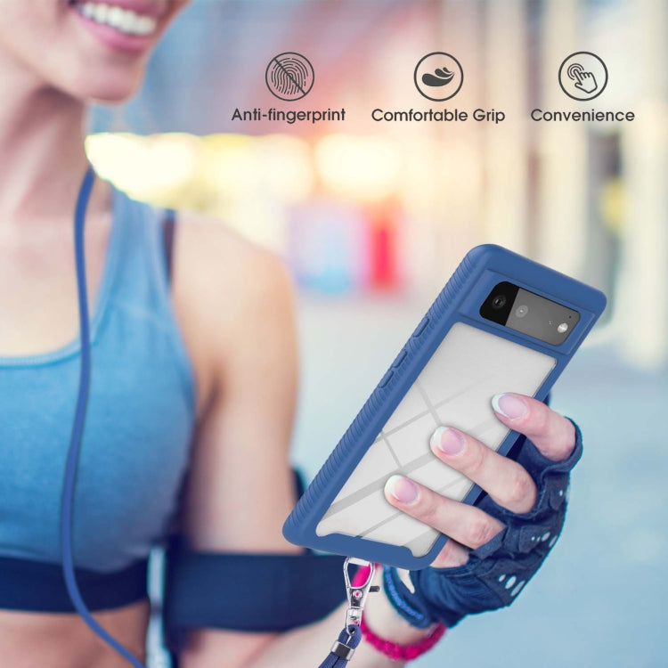For Google Pixel 6 Starry Sky Solid Color Series Shockproof PC + TPU Protective Case with Neck Strap