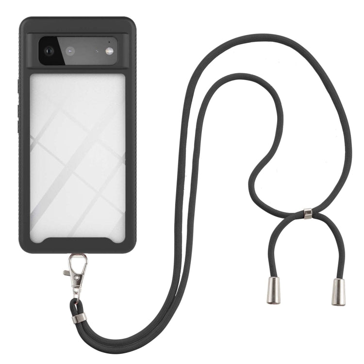 For Google Pixel 6 Starry Sky Solid Color Series Shockproof PC + TPU Protective Case with Neck Strap