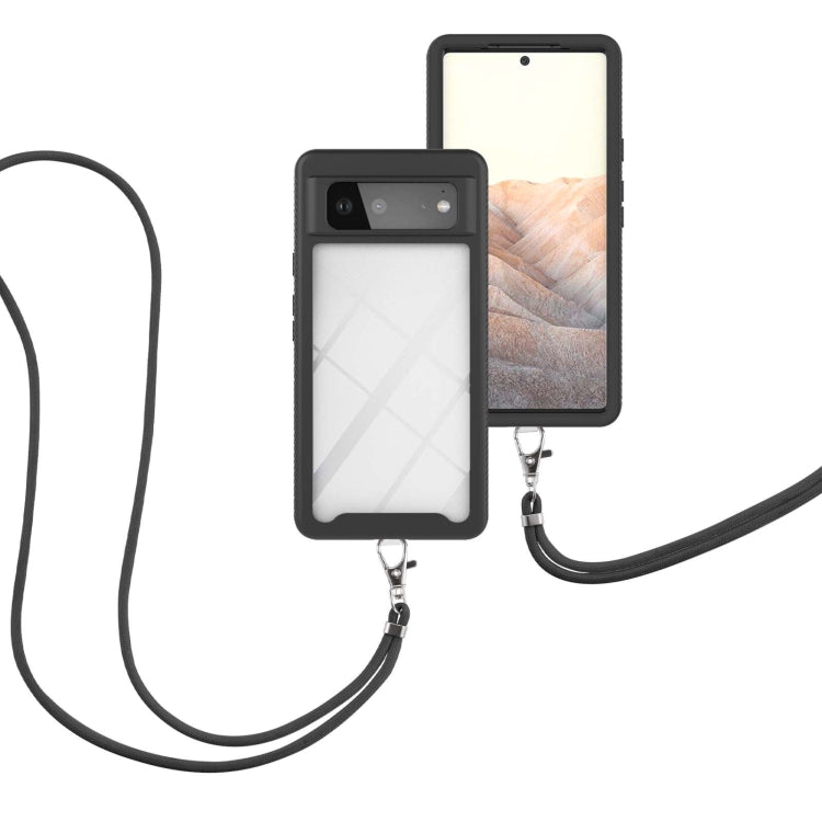 For Google Pixel 6 Starry Sky Solid Color Series Shockproof PC + TPU Protective Case with Neck Strap