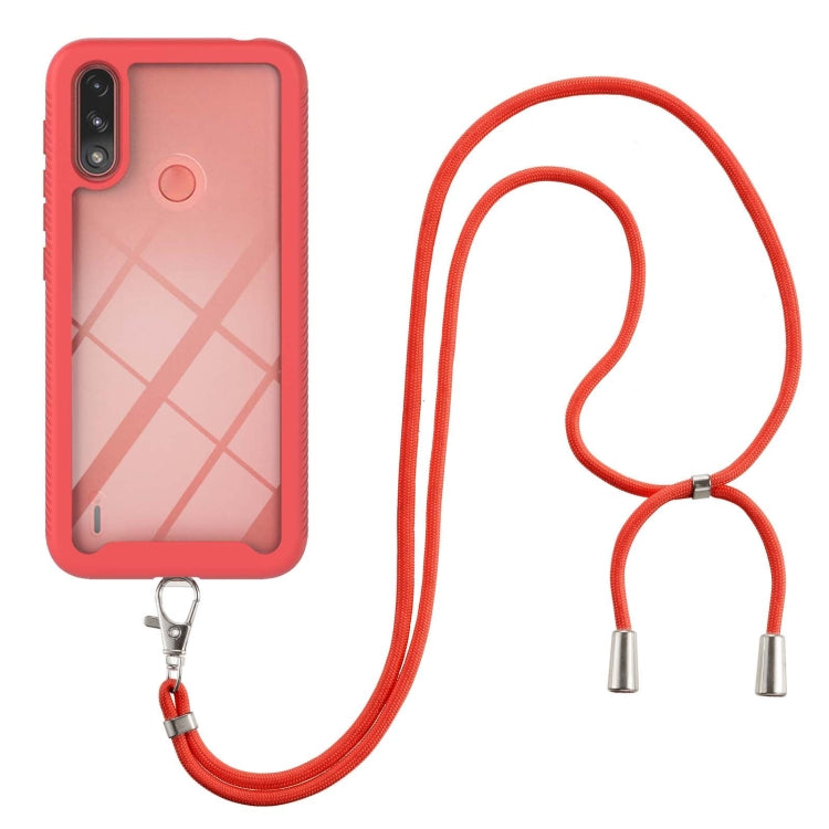 For Motorola Moto E7 Power Starry Sky Solid Color Series Shockproof PC + TPU Protective Case with Neck Strap