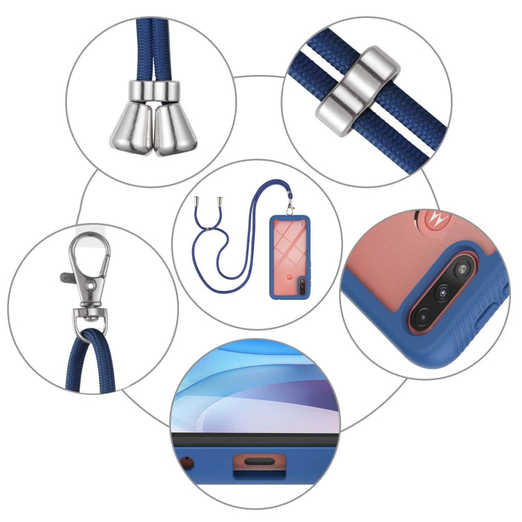 For Motorola Moto E7 Power Starry Sky Solid Color Series Shockproof PC + TPU Protective Case with Neck Strap