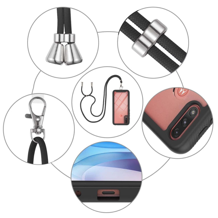 For Motorola Moto E7 Power Starry Sky Solid Color Series Shockproof PC + TPU Protective Case with Neck Strap