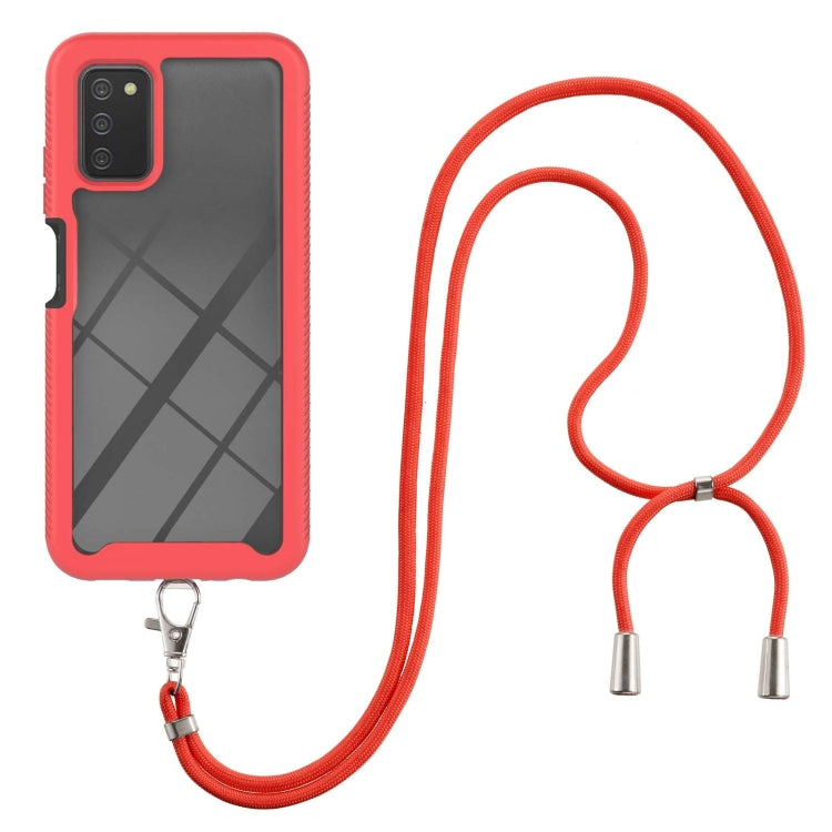For Samsung Galaxy A03s EU Version Starry Sky Solid Color Series Shockproof PC + TPU Protective Case with Neck Strap