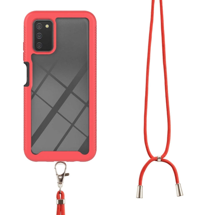 For Samsung Galaxy A03s EU Version Starry Sky Solid Color Series Shockproof PC + TPU Protective Case with Neck Strap
