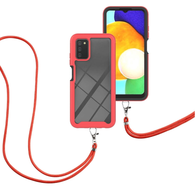 For Samsung Galaxy A03s EU Version Starry Sky Solid Color Series Shockproof PC + TPU Protective Case with Neck Strap