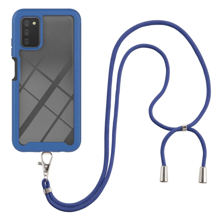 For Samsung Galaxy A03s EU Version Starry Sky Solid Color Series Shockproof PC + TPU Protective Case with Neck Strap