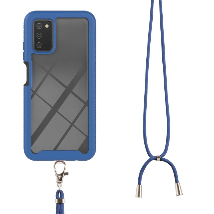 For Samsung Galaxy A03s EU Version Starry Sky Solid Color Series Shockproof PC + TPU Protective Case with Neck Strap