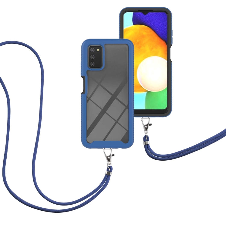For Samsung Galaxy A03s EU Version Starry Sky Solid Color Series Shockproof PC + TPU Protective Case with Neck Strap