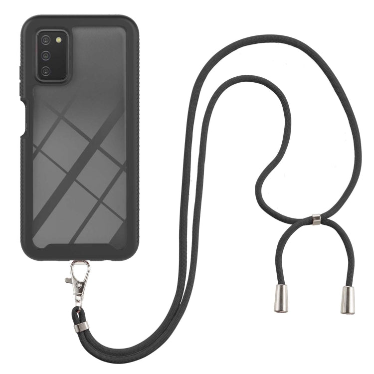 For Samsung Galaxy A03s EU Version Starry Sky Solid Color Series Shockproof PC + TPU Protective Case with Neck Strap