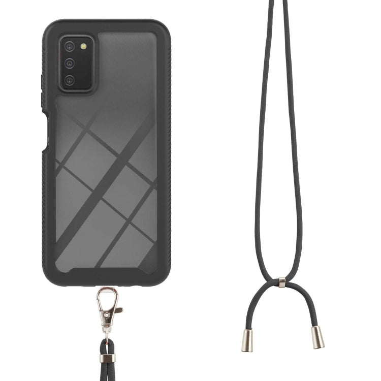 For Samsung Galaxy A03s EU Version Starry Sky Solid Color Series Shockproof PC + TPU Protective Case with Neck Strap